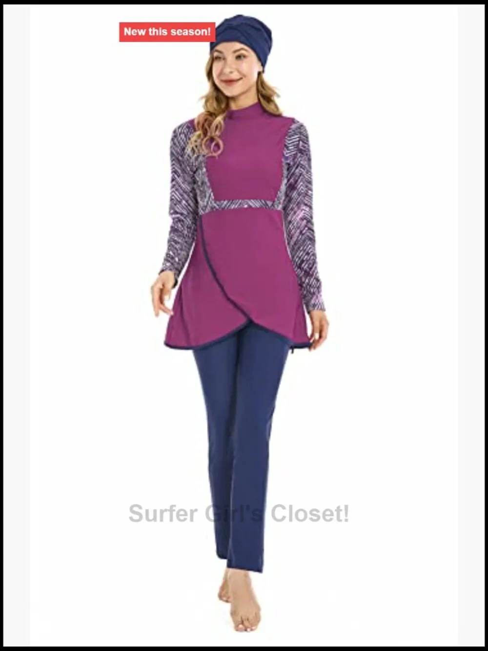 Modest Plus Size Swimsuit Long Sleeve Full Coverage Burkini with Hijab